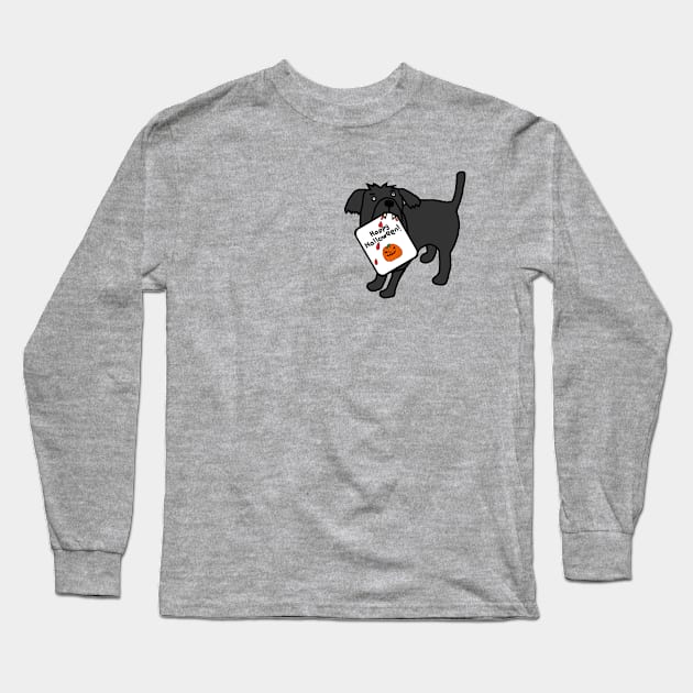 Small Vampire Dog with Halloween Horror Card Long Sleeve T-Shirt by ellenhenryart